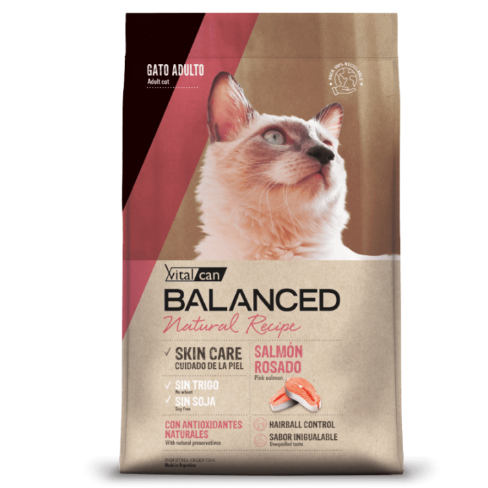 Vital Can Balanced Natural Recipe Gato Adulto 7,5kg sabor Salmón Rosado